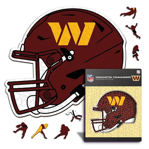 Iconic Puzzles - Casco Washington Commanders, Puzzle di Legno con licenza ufficiale NFL, 100% sostenibile, regalo per adulti e bambini, taglia M, 270 Pcs
