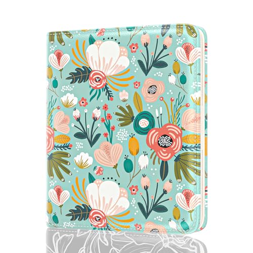 Image of Rouidr Womens Wallet, RFID Small Slim Wallet for Women, Cute Bifold Leather Pocket Credit Card Holder Ladies Mini Purse with Zipper Coin Pocket & ID Window, Green Flowers
