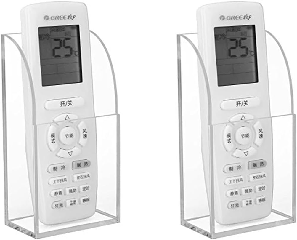HBlife 2 Pcs Acrylic Remote Holder Organizer, Clear TV Remote Control Holder Wall Mount Remote Caddy for Bedside, Media Organizer Storage Box 1 Compartment