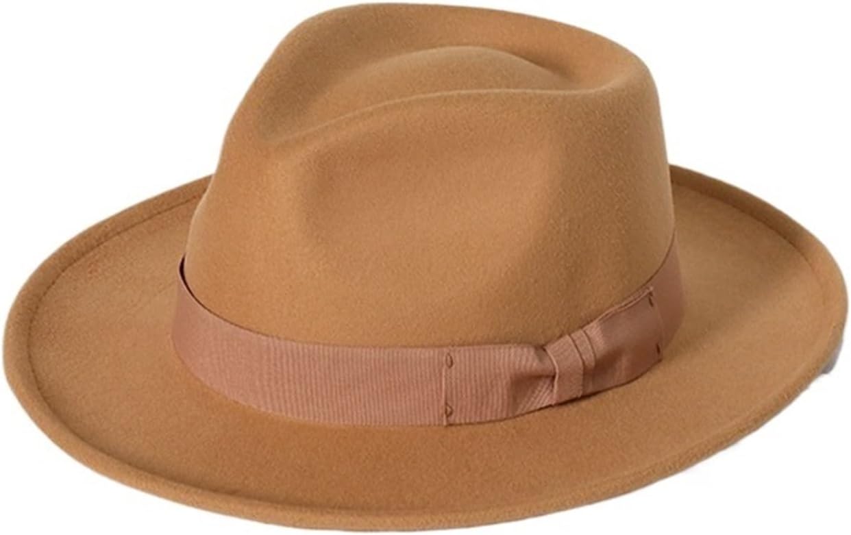 Fedoras Hats Men's Vintage Black Felt Wide Brim Jazz Man for Men Women Fedora Gentleman Caps Jackson Hat for Cosplay, Weddings(Color 12)
