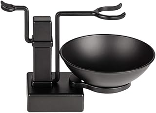 Milisten 2pcs Shaving Bowl and Holder Black Safety Razor Stand Soap Bowl Brush Rack Shave Accessories for Male Men Boy