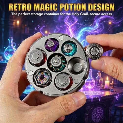 DND Dice Set 7Pcs Alchemist's Metallic Elixir Metal Polyhedral Dice Set Dungeons and Dragons Role Playing Dice with Spinning Chalice Box for D&D,Sci-Fi,War,Crime Theme MTG RPG Tabletop Games - Image 3