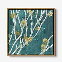 Framed Canvas Wall Art Gold Trees and Colorful Landscape Canvas Prints Home Artwork Decoration for Living Room,Bedroom - 16x16 inches