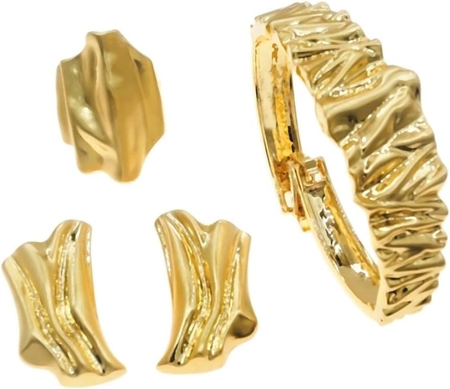 YulailiItaly Plated 18K Gold Earrings Ring Africa Ladies Dubai Gold Jewelry Set