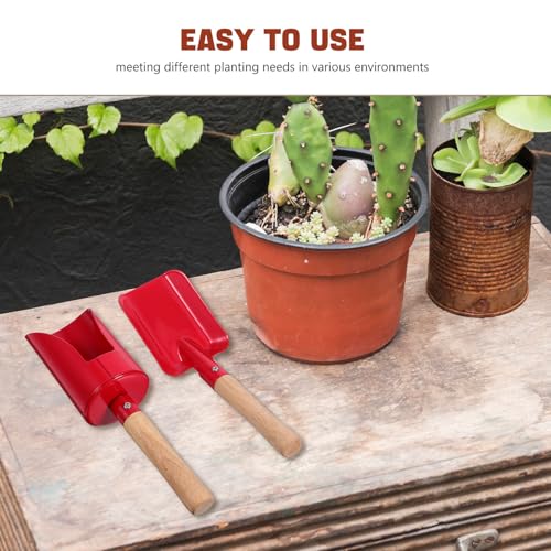 Set de 2 herramientas de jardín SEWACC con pala y rastrillo rojo miniatura 3