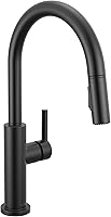 Delta Nicoli Matte Black Kitchen Faucet with Pull Down Sprayer, Bridge 3-Hole Modern Sink Faucet, MagnaTite Docking, Touch-Clean 19867LF-BL