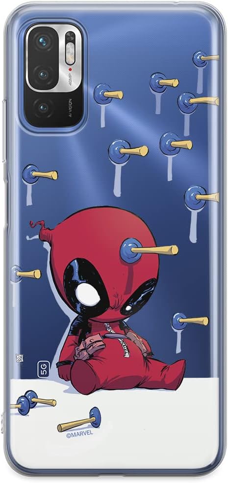 ERT GROUP Mobile Phone case for Xiaomi REDMI Note 10 5G / Poco M3 PRO Original and Officially Licensed Marvel Pattern Deadpool 005 adapted to The Shape of The Mobile Phone, Partially Transparent