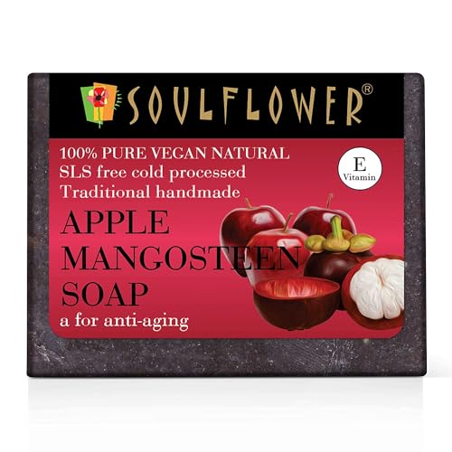 Image of Soulflower Apple Mangosteen Soap Handmade, 100% Pure, Natural & Cold processed Grade 1 BIS Standard Premium & Luxurious Soap with Essential Oils, Exotic Herbs & Aroma, 150g