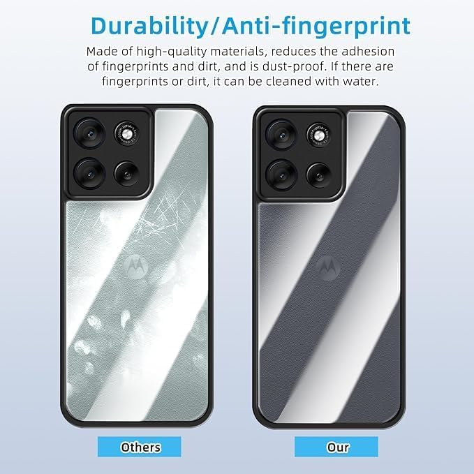 Image of VONZEE Clear Back Case Cover for Moto G67 Power 5G | Shockproof Design | Hard Back Cover Case for Moto G67 Power 5G (PC & TPU, Black)