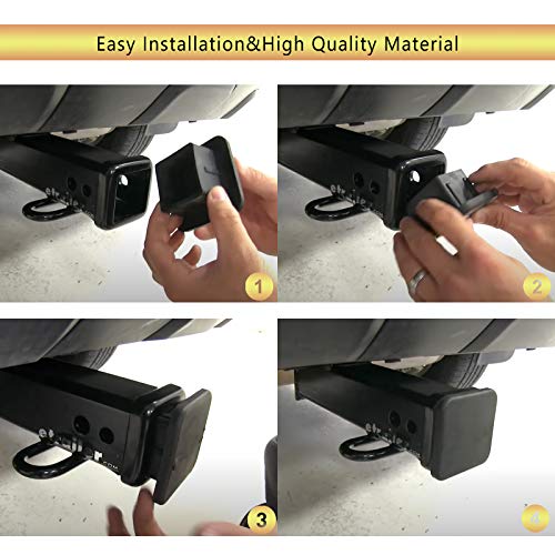 2 Inch Trailer Hitch Cover Black Rubber Tow Receiver Tube Plug Cap Fits For Any 2" X 2" Square Receiver Tube Fits For Class 3 4 5 To-Yota F-Ord Gmc Chevy Je-Ep Le-Xus Mer-Cedes By Sikawai #TOP3