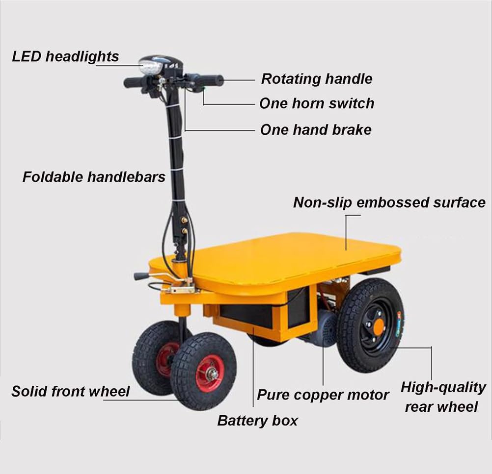 ZLZNX Elektro Pritschenwagen Tragbar Langlebig Transportwagen Klappbar 600kg Rollwagen Plattformwagen Transporthilfe Handwagen Mit Feststellbremse,02
