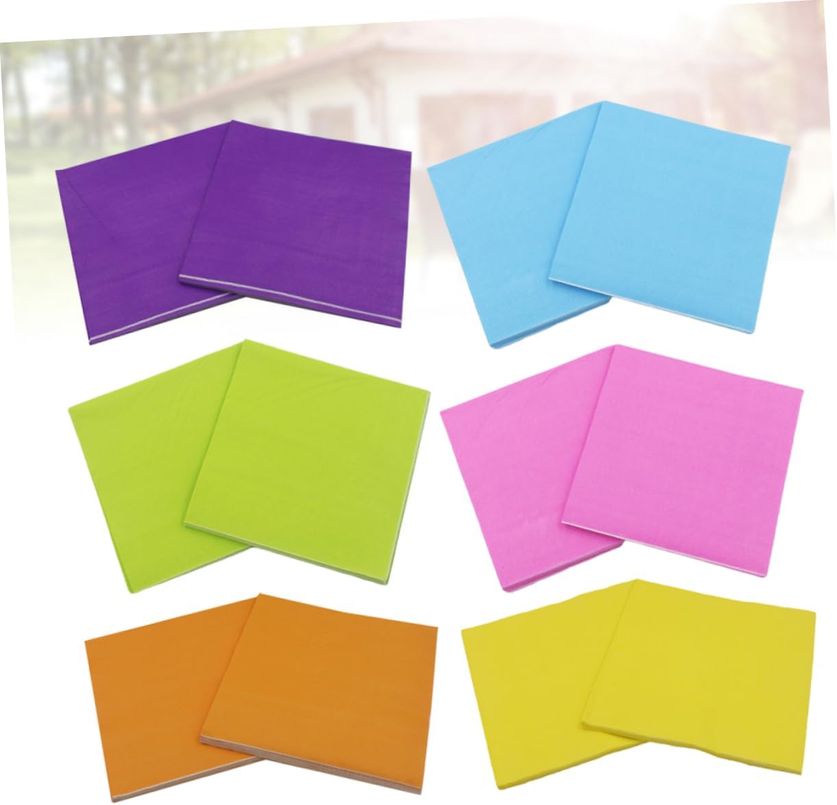6 Packs Creative Solid Color Napkins Absorbent Tissue Paper Towels for Parties Gatherings Celebrations Rosy Orange Sky Blue Yellow Purple Green Per Pack