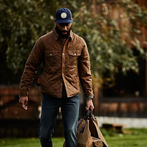 Image of Huckberry Flint and Tinder Men's Quilted Waxed Shirt Jacket, Lightweight Waxed Canvas Shell