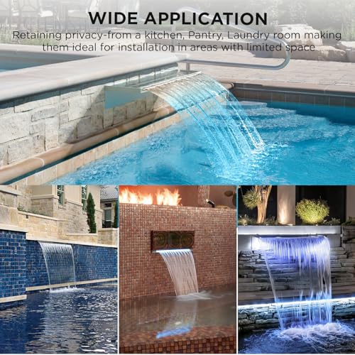 Image of Acrylic Pool Fountain Waterfall with LED Lights - 11.8 inch LED Strip Remote Control with 18 Colors, Smooth Water Flow & Cascade Blade, Easy Installation for Outdoor, Garden, Patio & Ponds