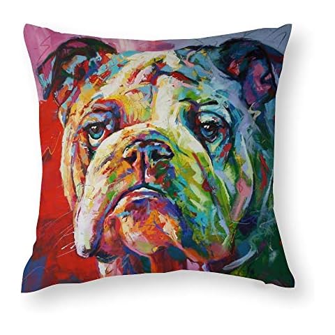 QMS CONTRACTING LIMITED Throw Pillow Cover English Bulldog Throw Pillow Pillow Cases for Home Decor Design Cushion Case for Sofa Bedroom Car 18 x 18 Inch 45 x 45 cm Cover