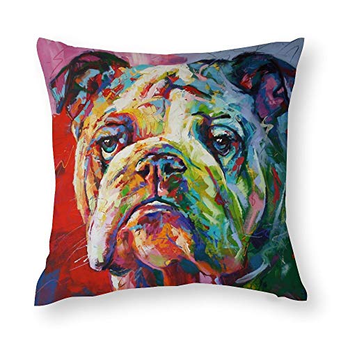 QMS Contracting Limited Wurfkissenbezug Englische Bulldogge Wurfkissenbezüge für Home Decor Design Kissenbezug für Sofa Schlafzimmer Auto 45,7 x 45,7 cm