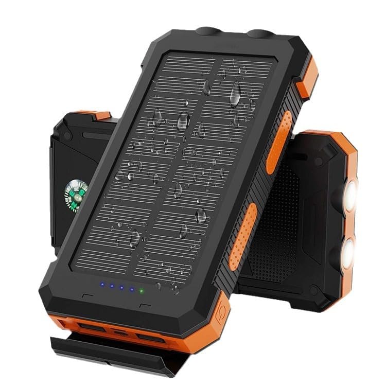 Image of Waterproof Solar Power Bank 20000mAh with Compass and Dual USB Ports Ultra Thin Design