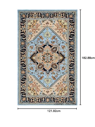 Image of Carpet Mahal Handmade Handwoven Tufted Made of 100% Soft Blended Wool Export Quality Carpets with 1 Inch Thickness (4x6 Feet) Color Multi