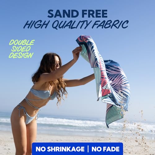 Image of SUN NINJA Microfiber Beach Towel, Sand Free Quick Dry, 63x32 in, Flamingo