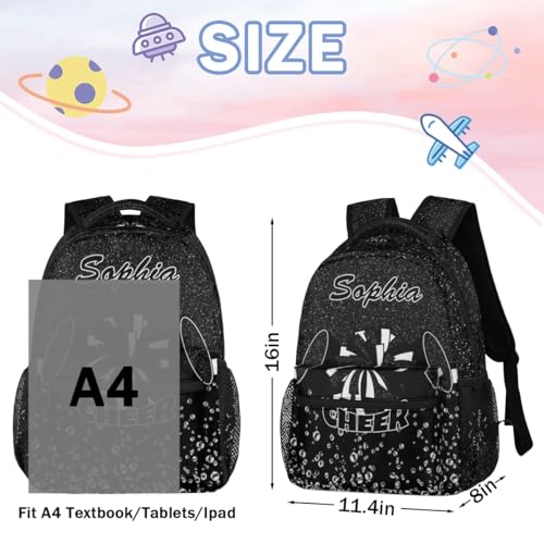 Personalized Cheerleader Backpack for Cheerleading, Custom Cheer Shoulder Bag Backpack for Women Black Glitter3