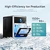 EUHOMY LunaArc Crescent Ice Maker Countertop, 16Pcs Ready in 12Mins, 1600Pcs/Day, Auto Deep Cleaning, Timer, Adjustable Ice Thickness, Portable Ice Cube Maker for Whiskey/Coffee/Soft Drinks