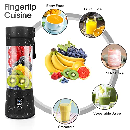 Image of Portable Blender, Personal Mini Juice Blender with Six Blades in 3D(Black)