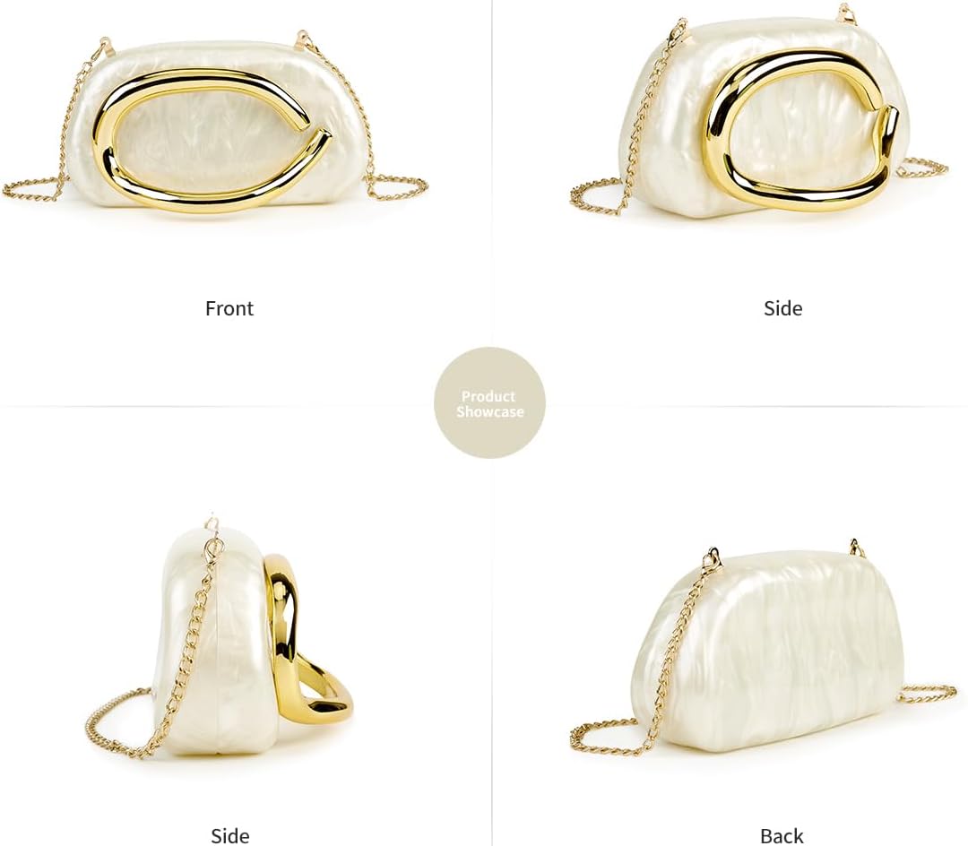 Women Acrylic Clutch Purse Metal Handle Evening Bag Trendy Box Shoulder Crossbody Bag Handbag for Wedding Party Causal - Image 6