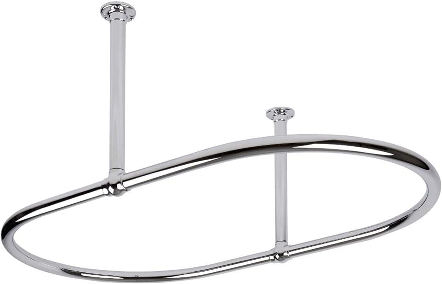 Oval Shower Curtain Rail Rod For Bathroom, Traditional, Large and Heavy Duty Ceiling Mounted with Adjustable Support Side Stays - 45X 25 Inch (Free Curtain Rings) (Chrome)