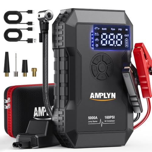 Image of Car Jump Starter with Air Compressor,5000A Peak 60W Portable Battery Jump Box