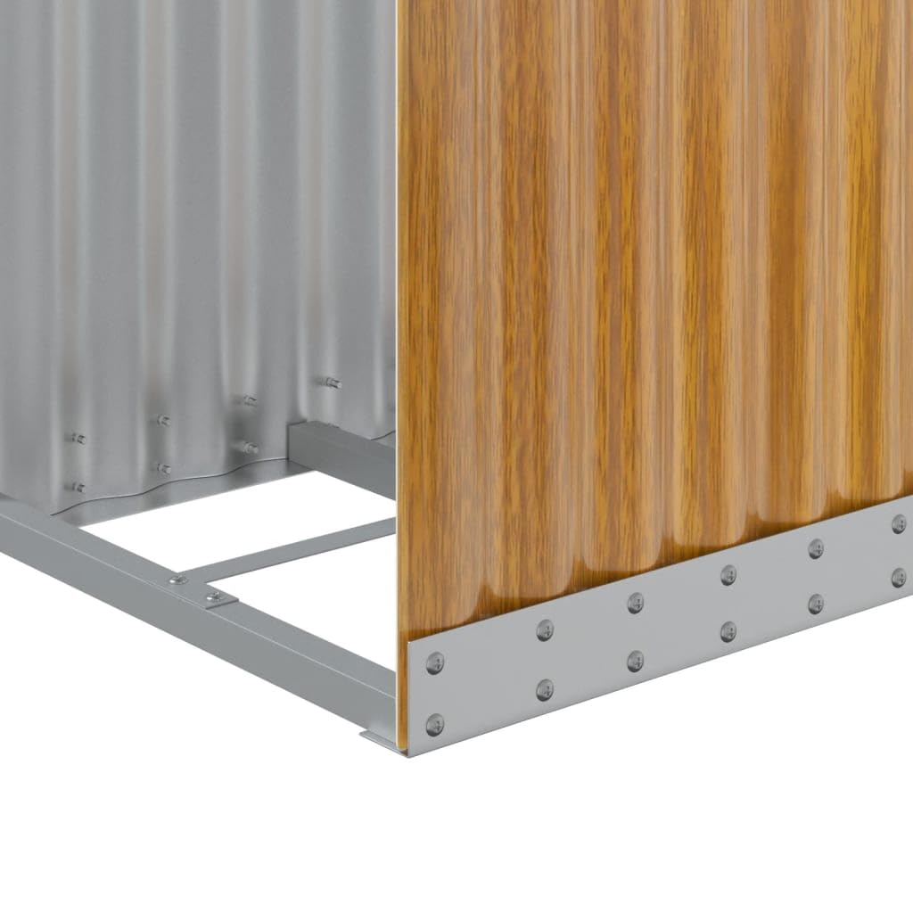 Mangloder - Refugio para leña de chimenea con aspecto de madera de acero galvanizado, 40 x 45 x 170 cm, estante para leña y leña, soporte apilable para estufa de leña, estufa de azulejos, jardín y