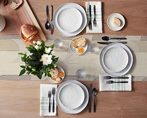 Brown Beige Ombre Table Runner - 120 Inch Long Modern Striped Abstract Art Aesthetics Cotton And Linen Blended Dress Scarves Farmhouse Table Runner For Kitchen Dining, Coffee Table, 13" X 120" #TOP2