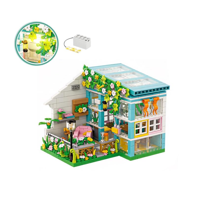 Image of SKY LINE OCEAN Garden LED House Building Block Set, 626+ PCS DIY Mini House with Lights, Creative Garden Cottage Model Kit, Construction Toy Gift for Kids & Teens | 5 Year Structural Warranty