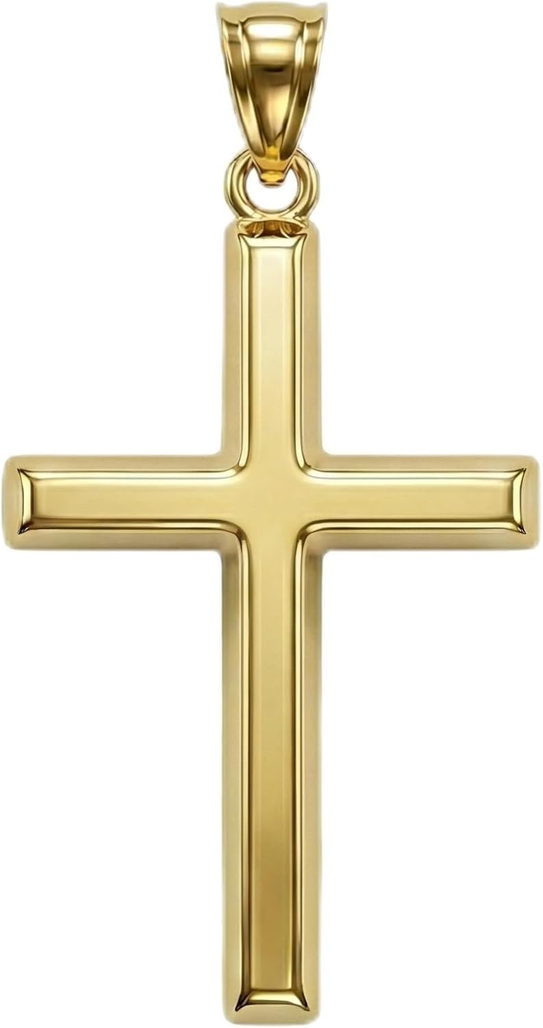 MAZZERI 14k Gold Cross Pendant And 10k Gold Religious Charms for Men and Women, Hypoallergenic - Handcrafted in the USA