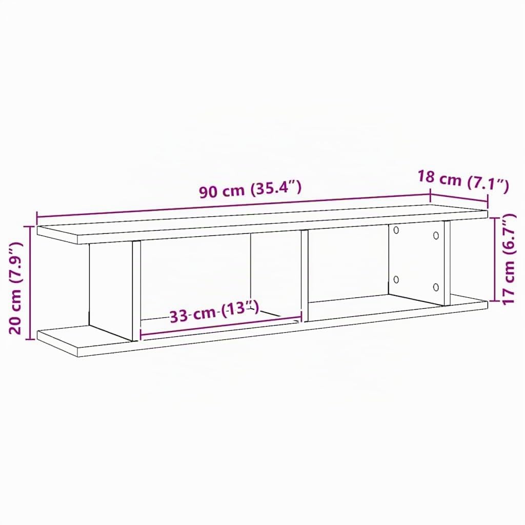 vidaXL Wandregale 2 STK. Artisan-Eiche 90x18x20 cm Holzwerkstoff