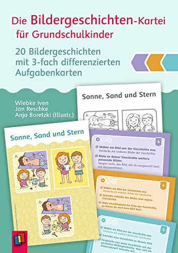 Die Bildergeschichten-Kartei für Grundschulkinder: 20 Bildergeschichten mit 3-fach differenzierten Aufgabenkarten