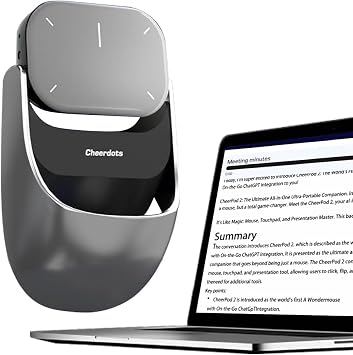 2025 AI Mouse Voice Recorder[No Subscription] with Touchpad Detachable&Air Operation PowerPoint Presentations Remote Transcribe&Summarize by AI, Office&Meetings for Mac, for WindowsWhite