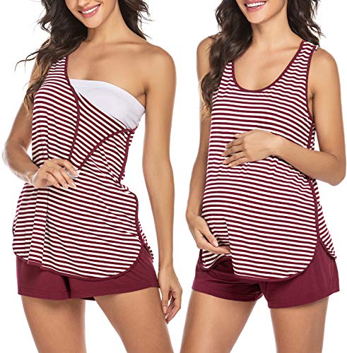 Ekouaer ultra soft maternity & nursing pajamas sleepwear wine…