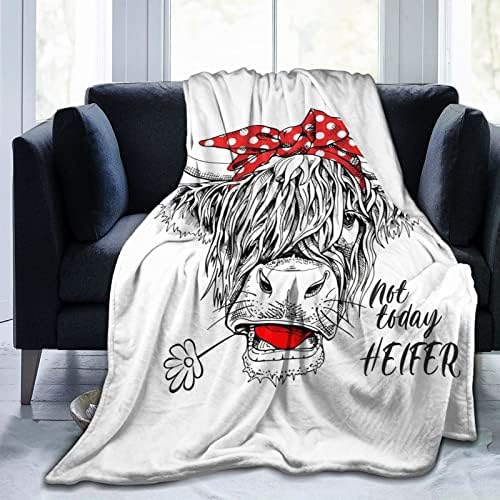 ubnlkto Cow Throw Blanket for Kids Farmhouse Flannel Blanket Cozy Lightweight Not Today Heifer Blanket, Blanket Gift for Girls Boys 40"x50"