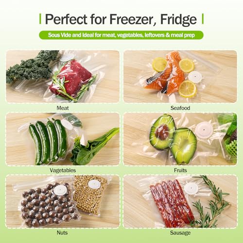 Image of Vacuum Sealer Bags for Food, BPA-Free Food Storage Bags, Freezer, Microwave - Odor-Resistant, Leak-Proof - Compatible with Auletor Mason Jar Vacuum Sealers (10PCS)