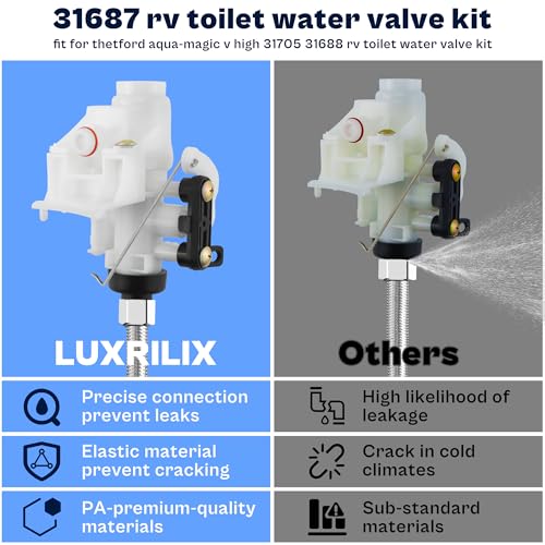 Leak&Freeze-Resistant RV Toilet Water Valve fit for Thetford Aqua Magic V VI 31705 31671 31653 31688 31835 31687 Camper Toilet Parts 31676 31675 31658 31668 31650 31680 31649 LUXRILIX