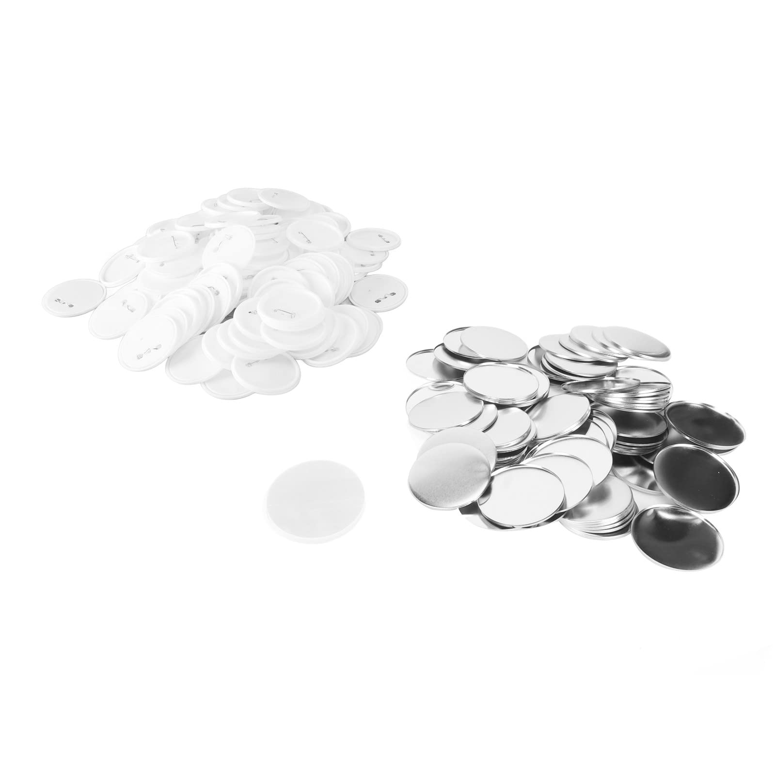Zestaw Pustych Części do Plakietek, 100 Zestawów Nierdzewna Blaszana Szpilka Części Tylnych Guzików, Okrągłe Guzików z plastikową podstawą, do Maszyn Robienia DIY Zbiórki Pieniędzy Festiwale