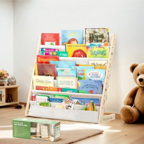 COSYLAND Libreria Montessori per Bambini Con 6 Scomparti in Tessuto