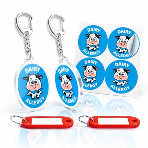 Sovelirix Dairy Allergy Keychain Set for Kids and Adults, 5PCS
