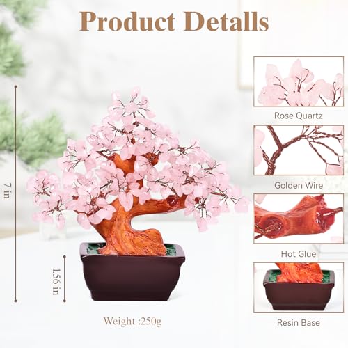 Save 61% on Feng Shui Rose Quartz Crystal Money Tree - Handmade Decor - Image 3