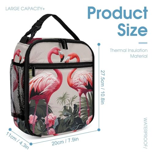 Flamingo Birds on Background Backpack Set 3 Piece, Durable Backpack Insulated Lunch Bag Portable Pencil Case for Men Women4