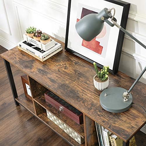 VASAGLE TV Stand for TV up to 50 Inches, TV Cabinet with Open Shelves, TV Console for Living Room, Entertainment Room, Rustic Brown and Black LTV39BX