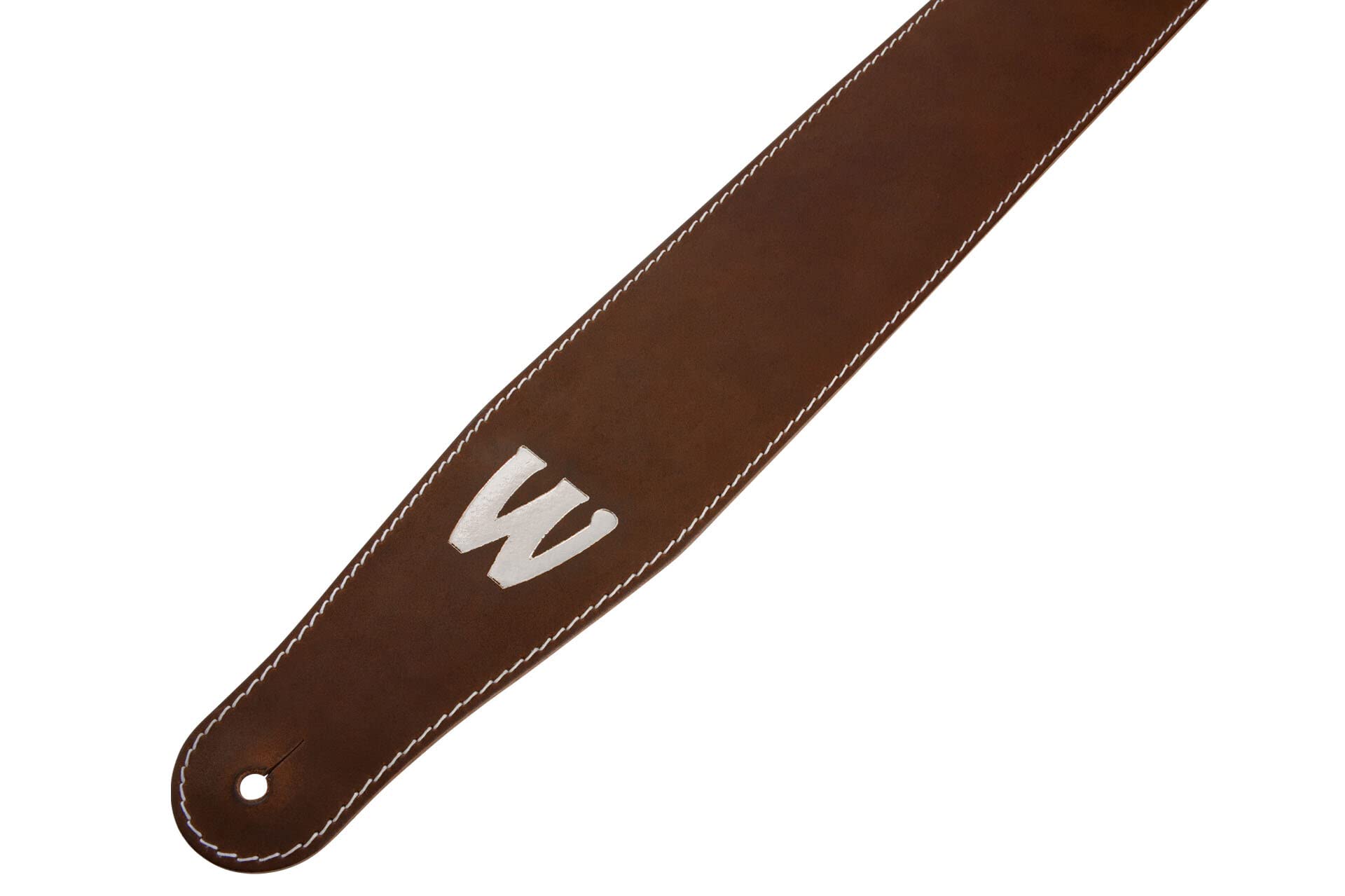 Warwick Teambuilt - Tracolla per basso, in vera pelle, colore: Marrone/Argento