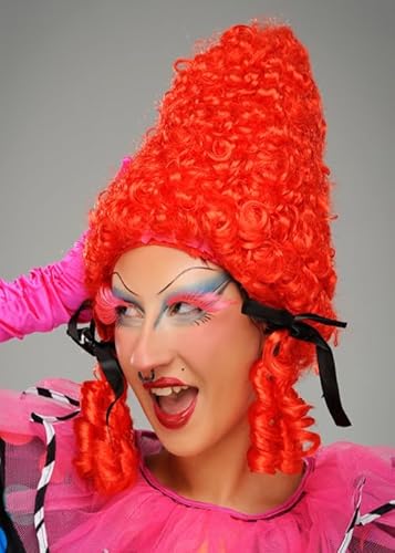 Adult Size Panto Dame Bright Red Pompadour Wig