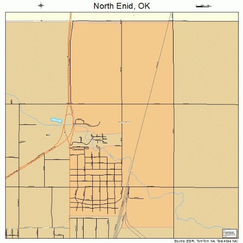 Large Street &amp; Road Map of North Enid, Oklahoma OK - Printed poster ...