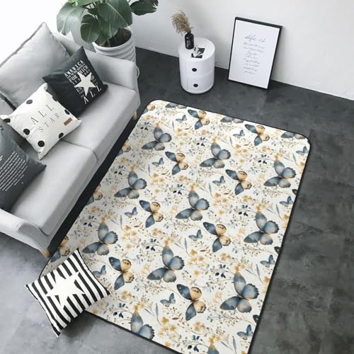 Grand tapis de salon bleu clair lavable 203x147 cm